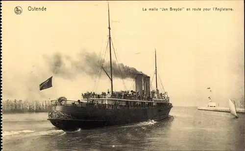 Ak Ostende Westflandern, Maalboot Jan Breydel, Hafenausfahrt