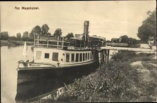 Ak Am Maaskanal, Dampfer Meuse