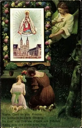 Ak Kloster, betende Kinder, Gnadenbild, Maria mit Jesus