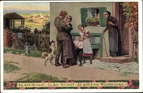 Lied Künstler Ak Hey, Paul, In der Heimat da gibt's ein Wiedersehn, Soldatenliederpostkarte Nr. 7