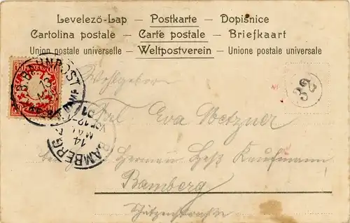 Litho Geschlossener Brief, Frau, Kleiner Engel