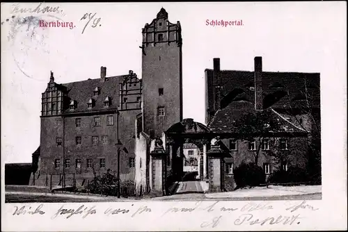 Ak Bernburg an der Saale, Schlossportal