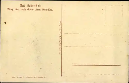 Künstler Ak Bad Lobenstein in Thüringen, Burgruine nach einem alten Gemälde