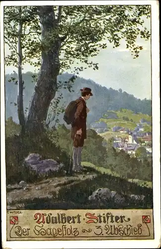 Künstler Ak Kutzer, Ernst, Adalbert Stifter, Der Hagestolz, Abschied