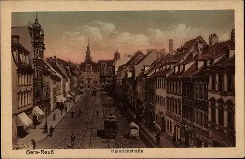 Ak Gera in Thüringen, Heinrichstraße, Straßenbahn