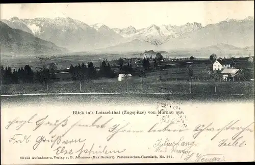 Ak Murnau am Staffelsee, Blick ins Loisachthal, Zugspitze