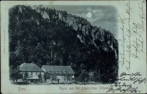 Mondschein Ak Doos Waischenfeld in der Fränkischen Schweiz Bayern, Ortsansicht
