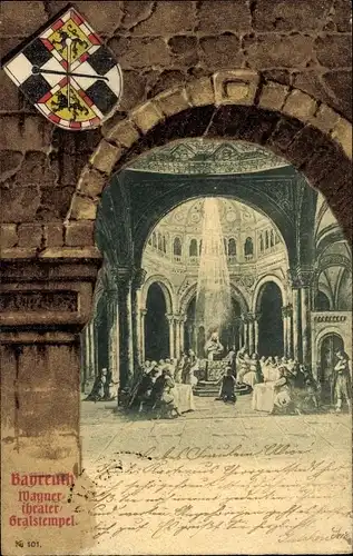 Wappen Ak Bayreuth in Oberfranken, Wagner Theater, Gralstempel, Parsifal