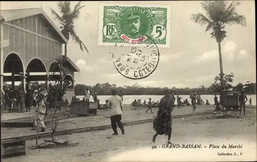 Ak Grand Bassam Elfenbeinküste, Place du Marche