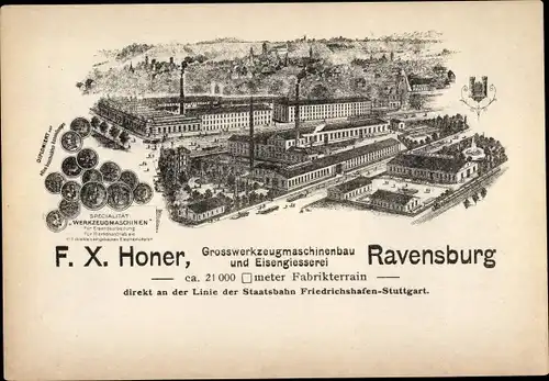 Ak Ravensburg in Württemberg Oberschwaben, Großwerkzeugmaschinenbau und Eisengießerei