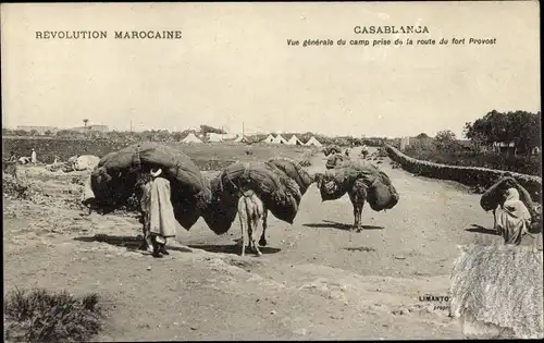 Ak Casablanca Marokko, Vue Generale du camp prise de la route du fort Provost