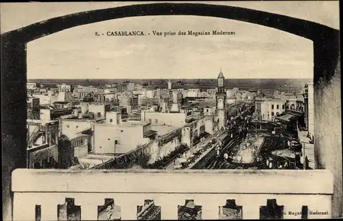 Ak Casablanca Marokko, Vue prise des Magasins Modernes