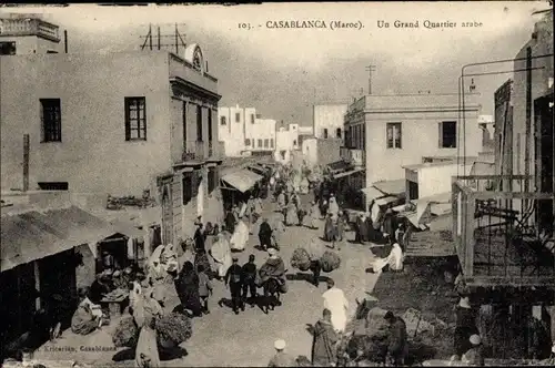 Ak Casablanca Marokko, Un grand Quartier Arabe