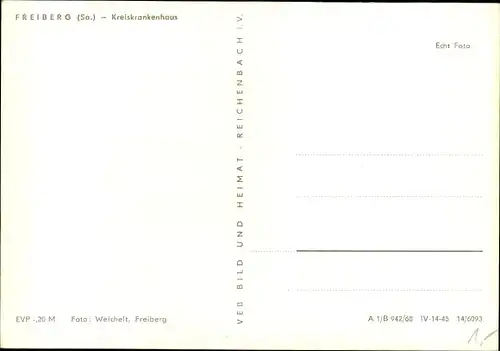 Ak Freiberg in Sachsen, Kreiskrankenhaus