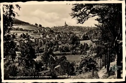 Ak Oberschlema Bad Schlema im Erzgebirge, Panorama mit Schneeberg