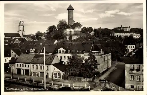 Ak Auerbach Vogtland, Stadt mit Schlossturm