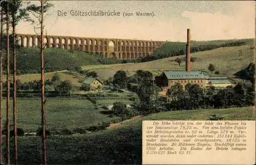 Ak Mylau Reichenbach im Vogtland, Göltzschtalbrücke von Westen gesehen