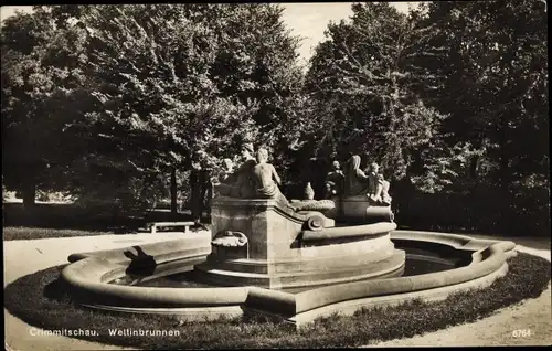 Ak Crimmitschau in Sachsen, Wettinbrunnen