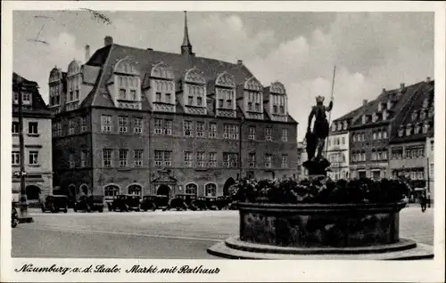 Ak Naumburg an der Saale, Markt mit Rathaus, Denkmal, Fassade