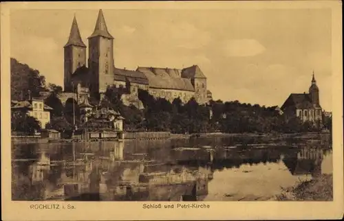 Ak Rochlitz an der Mulde, Schloss und Petri-Kirche