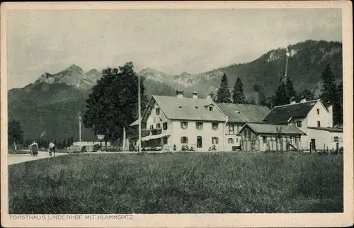 Ak Ettal Oberbayern, Forsthaus Linderhof mit Klammspitze