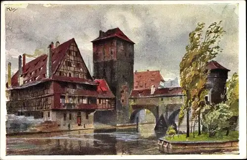 Künstler Ak Kley, Heinrich, Nürnberg in Mittelfranken, Henkersteg, Landesausstellung 1906