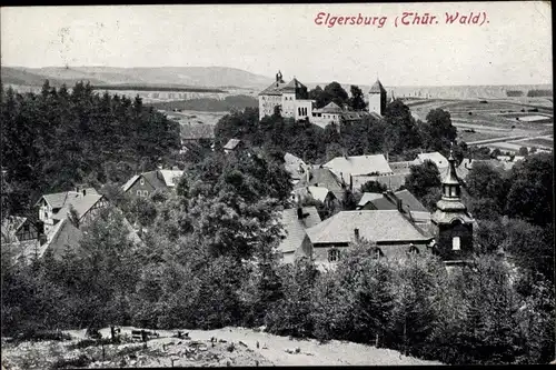 Ak Elgersburg Thüringen, Blick auf Ortschaft und Burg