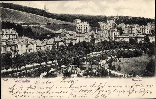Ak Wiesbaden in Hessen, Nerotal, Villen, Grünanlagen