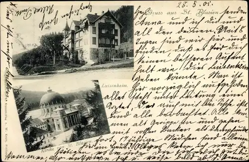 Ak Sankt Blasien im Schwarzwald, Luisenheim, Kirche