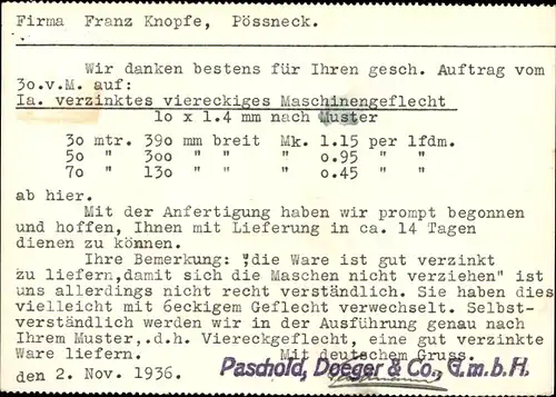 Ak Saalfeld, Padoco, Paschold, Doeger & Co., Thür. mech. Metallgewebe- u. Geflechte Fabriken