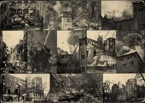 Ak Stuttgart in Württemberg, Brand des alten Schlosses, 21./22. Dezember 1931