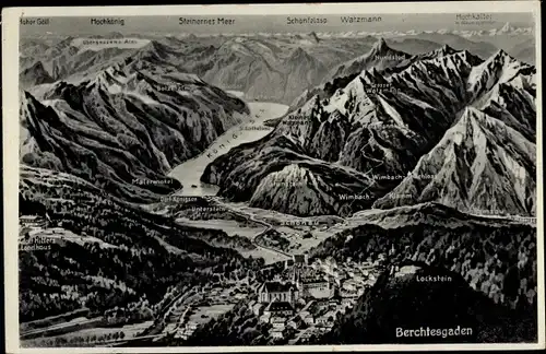 Landkarten Ak Berchtesgaden in Oberbayern, Gesamtansicht