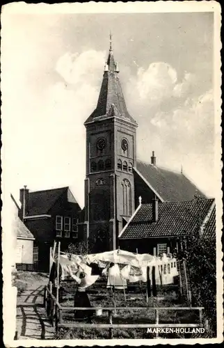 Ak Marken Nordholland Niederlande, Kirche, Wäsche