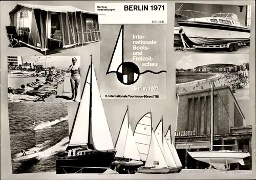 Ak Berlin, Internationale Boots- und Freizeitschau 1971, Boote, Zelt, 5. Int. Tourismus Börse ITB