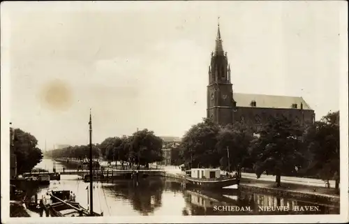 Ak Schiedam Südholland Niederlande, Nieuwe Haven, Kerk