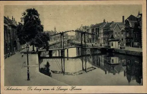 Ak Schiedam Südholland Niederlande, De Brug over de Lange Haven