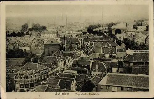 Ak Schiedam Südholland Niederlande, Vogelvlucht, Oostzijde