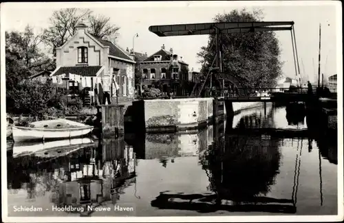 Ak Schiedam Südholland Niederlande, Hoofdbrug, Nieuwe Haven