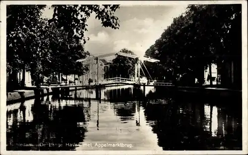 Ak Schiedam Südholland Niederlande, De Lange Haven met Appelmarktbrug