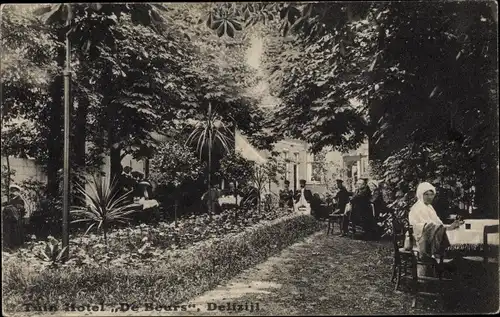 Ak Delfzijl Groningen, Tuin Hotel De Beurs