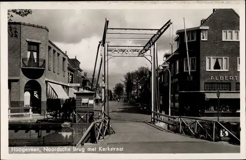 Ak Hoogeveen Drenthe, Noordschebrug met Kerkstraat