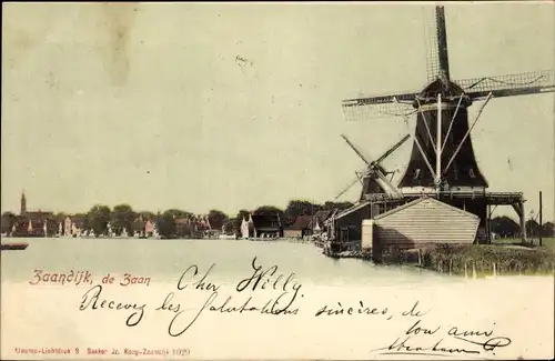 Ak Zaandijk Nordholland, de Zaan, Windmühle