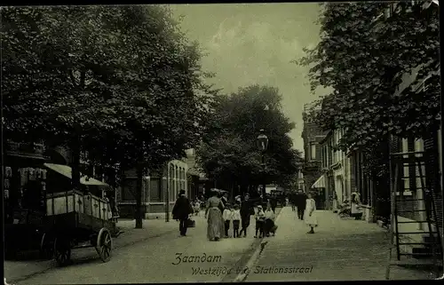 Ak Zaandam Zaanstad Nordholland, Westzijde b.d. Stationsstraat