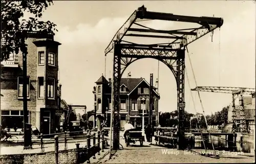 Ak Weesp Nordholland, Binnenveer, Brücke, Häuser