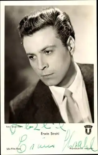 Ak Schauspieler Erwin Strahl, Portrait, Autogramm