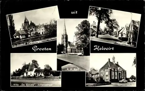 Ak Helvoirt Vught Nordbrabant, Kasteel Zwijnsbergen, Villa De Sjouwe, Gemeentehuis, R. K. Kerk