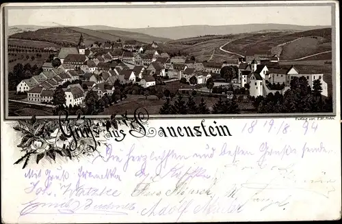 Vorläufer Litho Lauenstein im Müglitztal Altenberg, Totalansicht vom Ort