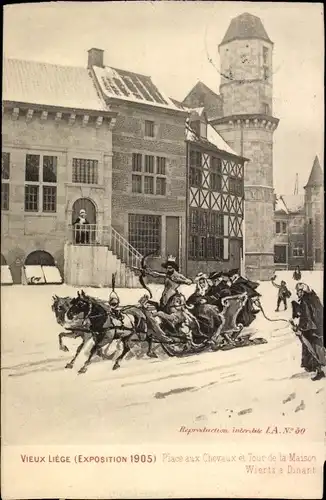 Künstler Ak Liège Lüttich Wallonien, Exposition Universelle 1905, Place aux Chevaux