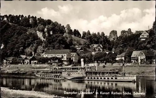 Ak Dampfer Dresden auf der Elbe, Kurort Rathen