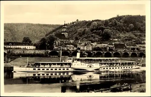 Ak Königstein an der Elbe Sächsische Schweiz, Dampfer Dresden auf der Elbe